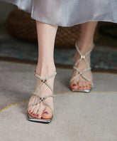 Silber Zirkon Chunky Heel Fashion Splicing Sandalen Peep Toe